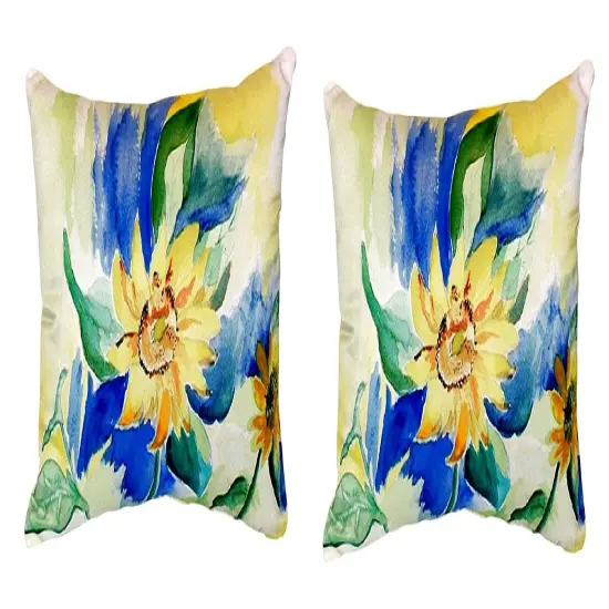 Pair of Betsy Drake Betsy&rsquo;s Sunflower No Cord Pillows 16 Inch X 20 Inch {1}