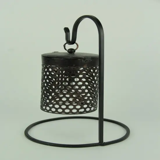 Black Metal Cage Hanging LED Accent Light with Stand {4}