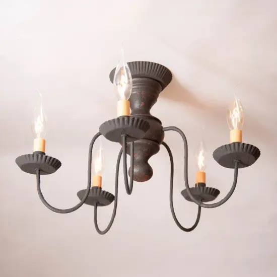 Irvin's Country Tinware Thorndale Ceiling Light in Hartford Black over Red {3}