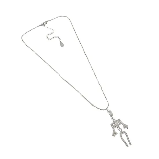 Rhinestone Dangling Skeleton Necklace {5}