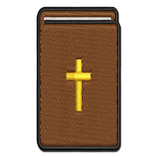 Bible Christian Cross Icon Multi-Color Embroidered Iron-On or Hook & Loop Patch Applique {1}