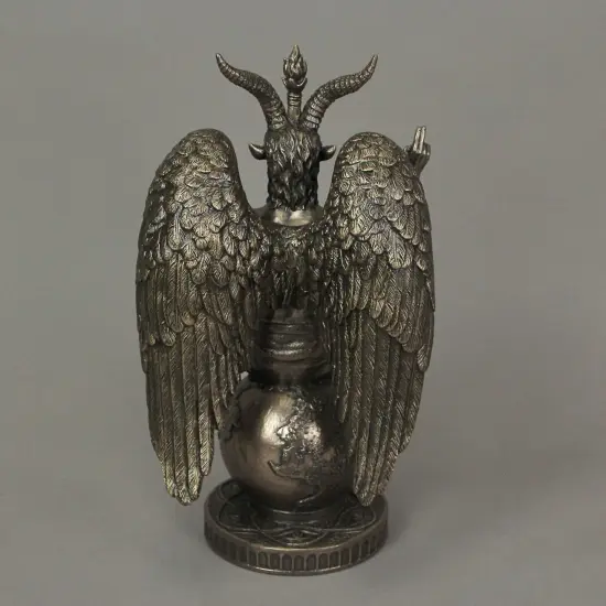 Baphomet Sabbatic Goat Idol Sitting On Globe Statue Satanic Occult Altar {4}