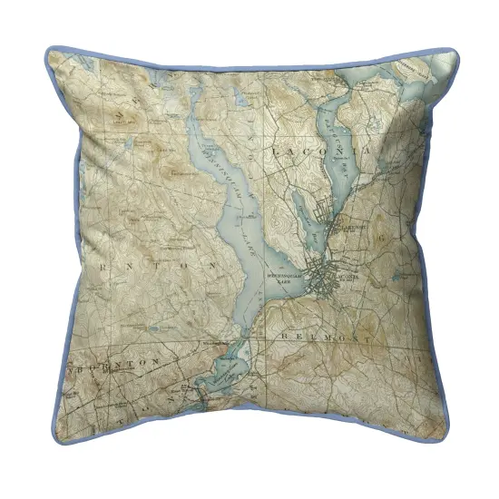 Lake Winnisquam Map Pillow 18x18 &ndash; Large Corded Indoor/Outdoor {1}