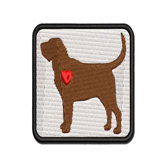 Bloodhound Dog with Heart Multi-Color Embroidered Iron-On or Hook & Loop Patch Applique {1}