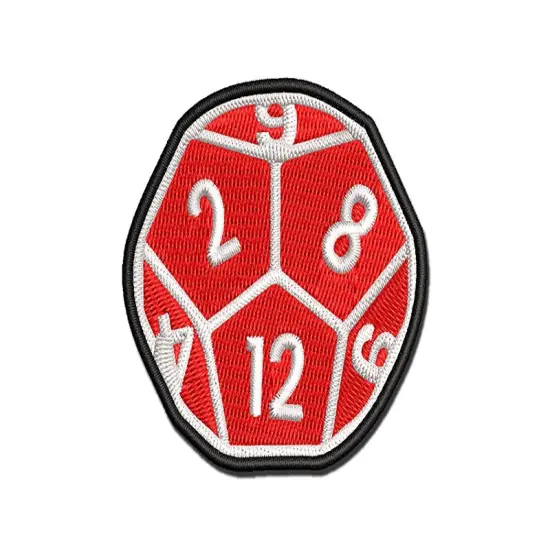 D12 12 Sided Gaming Gamer Dice Critical Role Multi-Color Embroidered Iron-On or Hook & Loop Patch Applique {1}