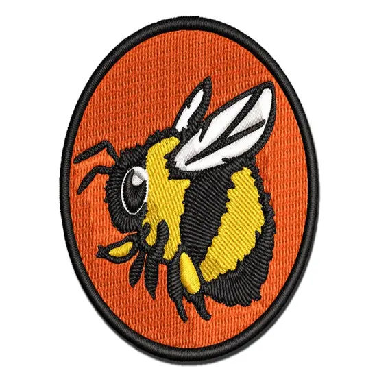 Cute Chubby Bumblebee Bee Insect Multi-Color Embroidered Iron-On or Hook & Loop Patch Applique {1}