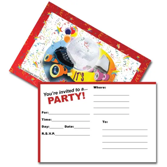 Disco Skate Postcard Invitations | 4 inches by 6 inches Plastic wrapped | RAHEEV&reg; {2}