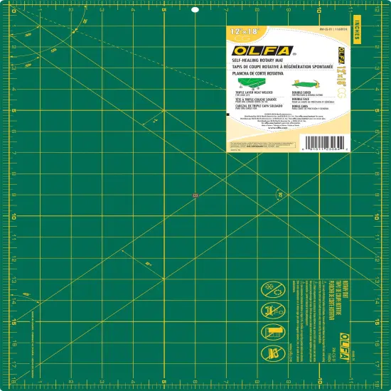 OLFA Double-Sided Self-Healing Rotary Mat 12"X18"-Green {1}