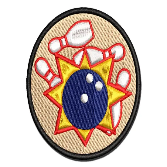 Bowling Ball Strike Pins Multi-Color Embroidered Iron-On or Hook & Loop Patch Applique {1}