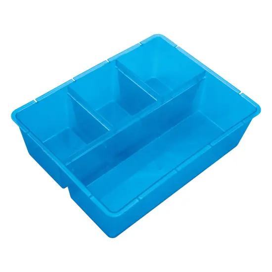 Storage Studios Super Stacker Divided Storage Box-6.38"X7.25"X10.88 Clear/Blue Handles {6}