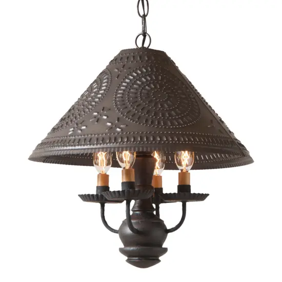 Wooden Homespun Shade Light Pendant in Black {1}