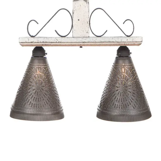 Wooden Wellington Medium Island Light in Vintage White {4}