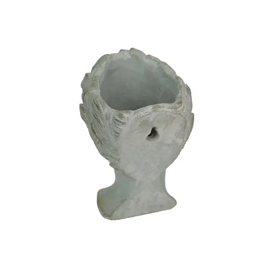 Weathered Gray Greek Lady Statue Wall Mount Cement Head Planter 6 Inches High {7}