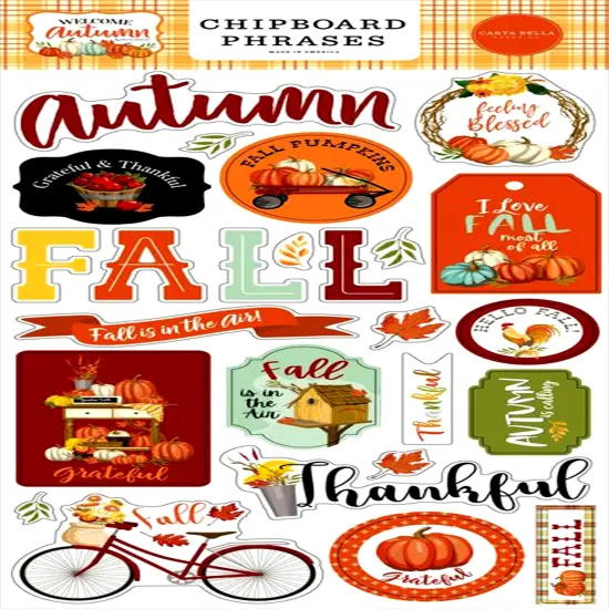 Carta Bella Welcome Autumn Chipboard Phrases {1}
