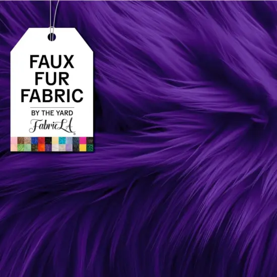FabricLA | Shaggy Faux Fur | Fabric by The Yard | 36" X 60" Inch Wide | Craft Furry Fabric | Sewing, Apparel, Rugs, Pillows & More | Faux Fluffy Fabric | Purple, 1 Yard {1}