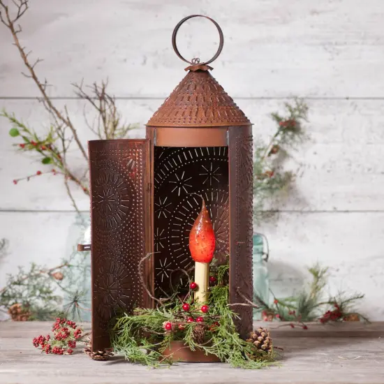 Irvin's Country Tinware 22-Inch Chimney Lantern in Rustic Tin {6}