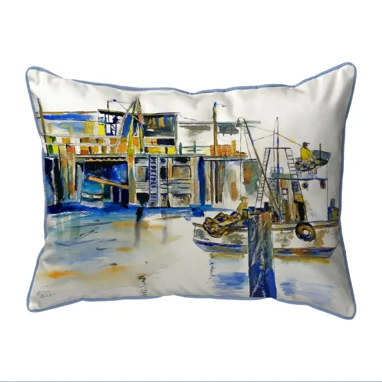 Betsy Drake Fishing Boat Small Indoor/Outdoor Pillow 11x14 {1}