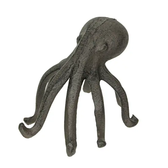 Rustic Brown Cast Iron Octopus Single Bookend / Phone Holder {3}
