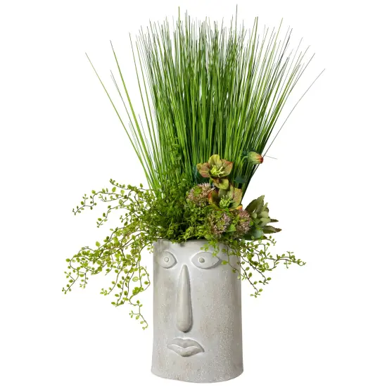 Northlight Large Abstract Face Ceramic Outdoor Garden Planter - 12.25" White {3}