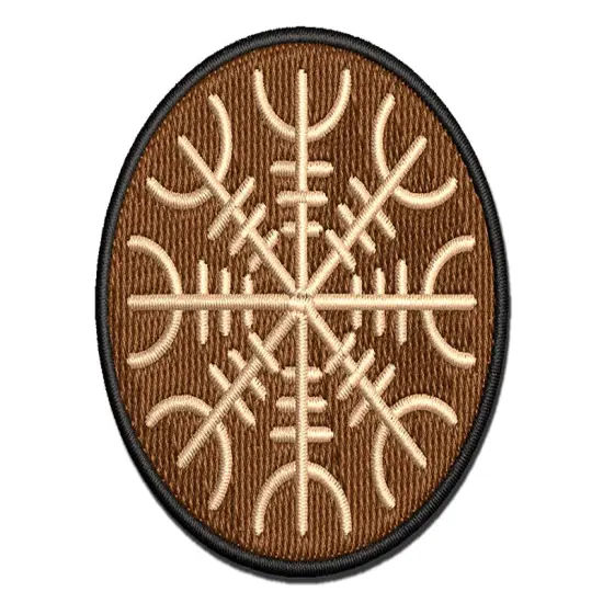Aegishjalmur Helm of Awe Rune Viking Symbol of Protection Multi-Color Embroidered Iron-On or Hook & Loop Patch Applique {1}