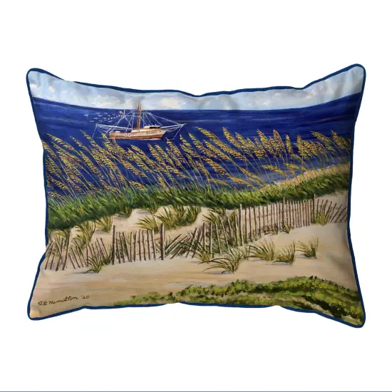 Betsy Drake Shrimp Boat & Oates Large Indoor/Outdoor Pillow 16x20 Multicolor {1}