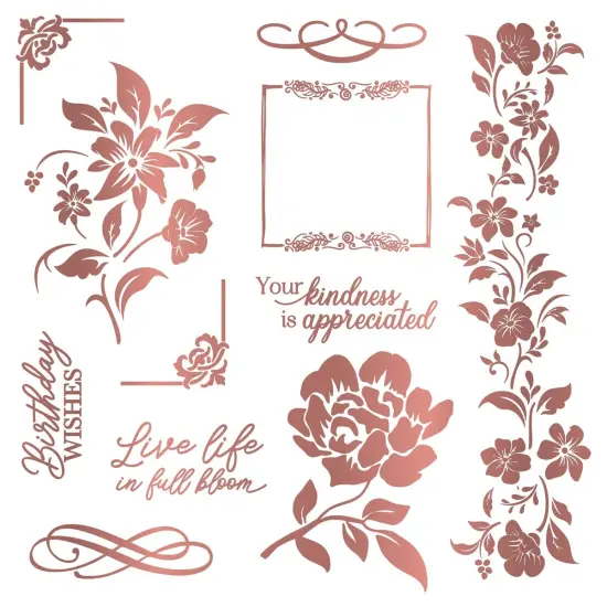 Sara Signature Floral Elegance Foil Transfers 8"X8" {3}