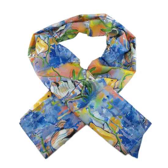 Betsy Drake Angelfish Print Polyester Fashion Scarf 70 X 20 In. {1}