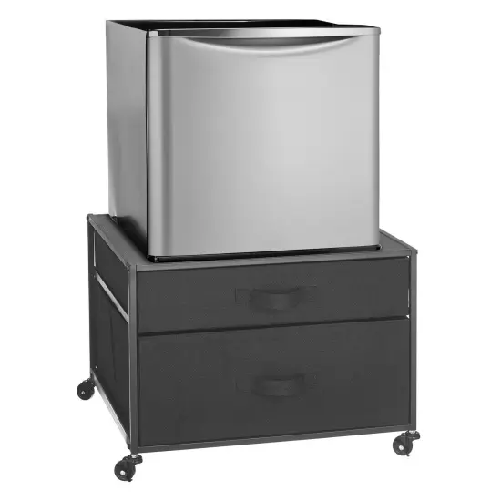 mDesign Small Portable Mini Fridge Storage Cart with Wheels and Drawers {1}