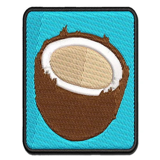 Cut Open Coconut Multi-Color Embroidered Iron-On or Hook & Loop Patch Applique {1}