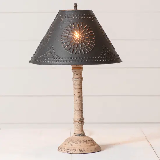 Gatlin Wood Table Lamp in Buttermilk - Textured Metal Shade - Irvin's Tinware {3}