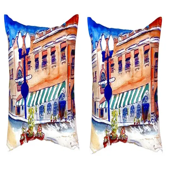 Pair of Betsy Drake Canal Street No Cord Pillows 16 Inch X 20 Inch {1}