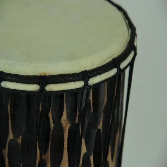 15 Inch Tall Hand Carved Elephant Djembe Drum {4}