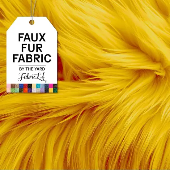 FabricLA | Shaggy Faux Fur | Fabric by The Yard | 108" X 60" Inch Wide | Craft Furry Fabric | Sewing, Apparel, Rugs, Pillows & More | Faux Fluffy Fabric | Golden Yellow, 3 Yard {1}