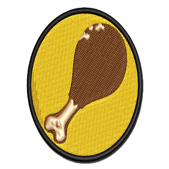 Chicken Drumstick Meat Food Multi-Color Embroidered Iron-On or Hook & Loop Patch Applique {1}