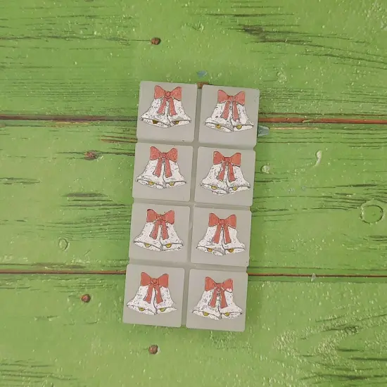 Christmas Bells Wax Melt 8 square Snap Bar Silicone Mold {2}