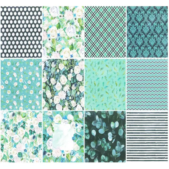 Wrapables 6x6 Decorative Single-Sided Scrapbook Paper for Arts & Crafts Projects, Scrapbooking, Card-Making Green Floral {3}