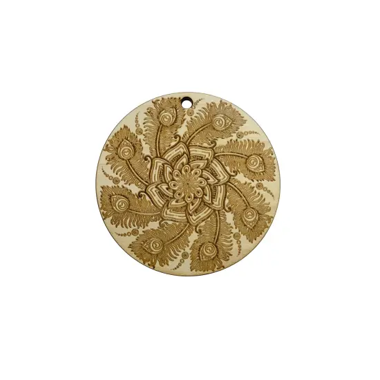 Peacock Feather Ornament - Raw Wood {1}