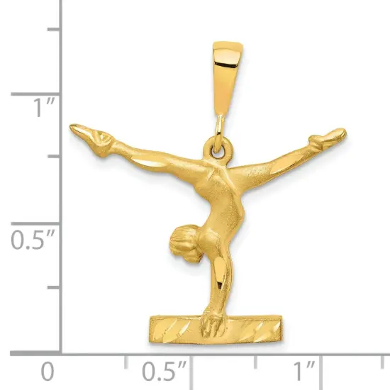 10K Yellow Gold Gymnast on Balance Beam Charm Jewelry 30mm x 26mm {2}