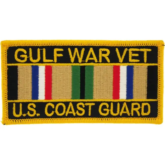 Eagle Emblems Patch-Gulf War, Vet, US Coast Guard Service Ribbon (4"X2-1/8") {1}