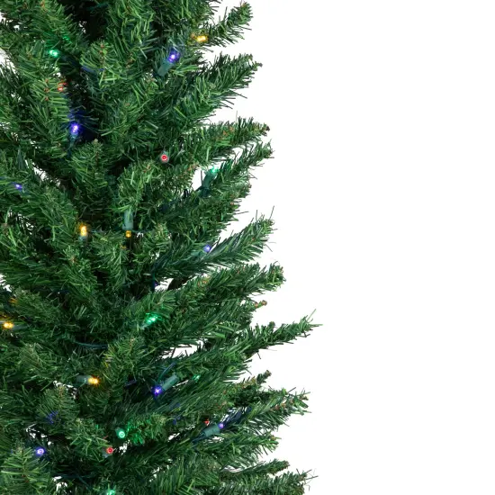 Northlight Pre-Lit Pencil Northern Balsam Fir Artificial Christmas Tree - 6' - Multi LED Lights Green {3}