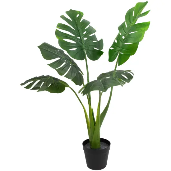 Northlight 35" Green Wide Leaf Monstera Artificial Potted Plant {1}