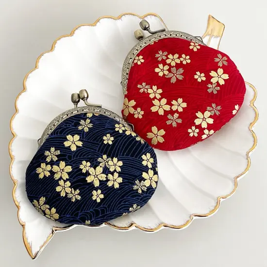 Wrapables Stylish Decorative Coin Purse, Clasp Wallet Navy Blossoms {6}