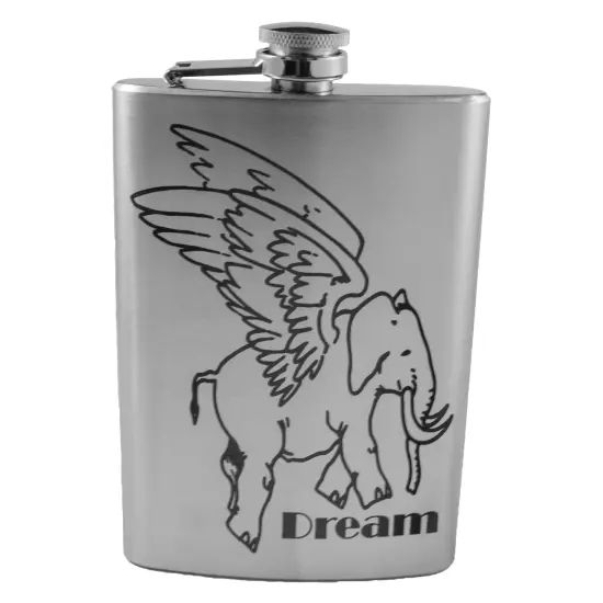 8oz Flying Elephant Stainless Steel Flask {1}