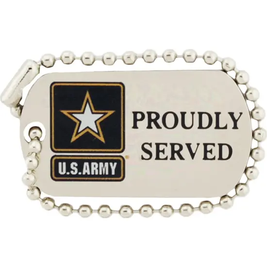 EagleEmblems Army Proudly Served Dog Tag Lapel Pin (1-1/4") P64050 {1}