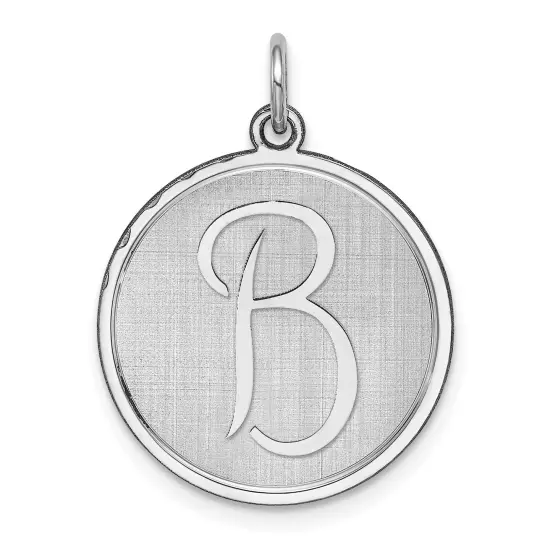 Sterling Silver Brocaded Initial Capital B Charm Jewerly 27mm x 20mm {1}