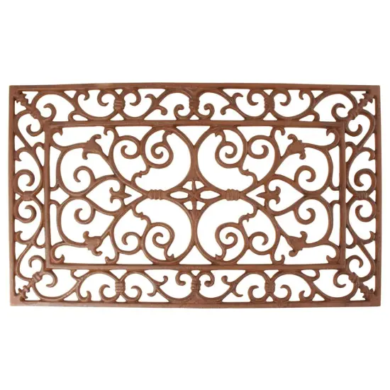Esschert Design Classic Rectangle Cast Iron Door Mat 22.9 x 13.4 in Antique Brown {1}