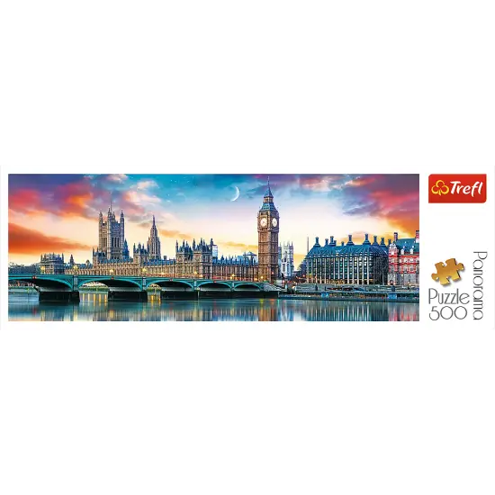 Panorama 500 Piece Jigsaw Puzzles, Big Ben and Palace of Westminster, London, Sunset, Puzzle of England, Adult Puzzles, Trefl 29507 {3}