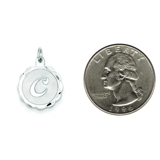 Sterling Silver Brocaded Lower Case Initial C Charm Jewerly 22mm x 16mm {2}