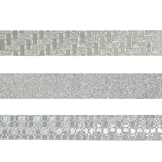 Wrapables Glitter and Shine Washi Tapes Decorative Masking Tapes (Set of 3) Silver Glitz {3}