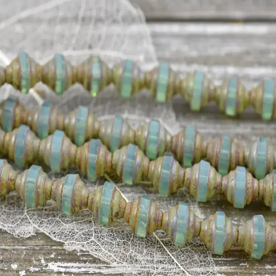 *19* 7x6mm Aqua Opal Picasso Mini Turbine Beads {4}